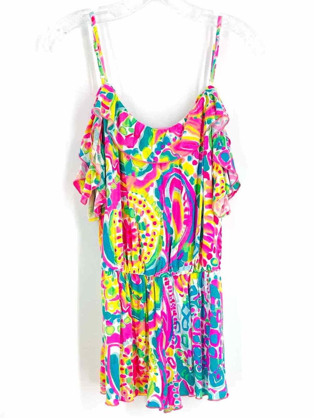 Lilly Pulitzer Size XS Pink/Multi Cold Shoulder Paisley Designer Romper